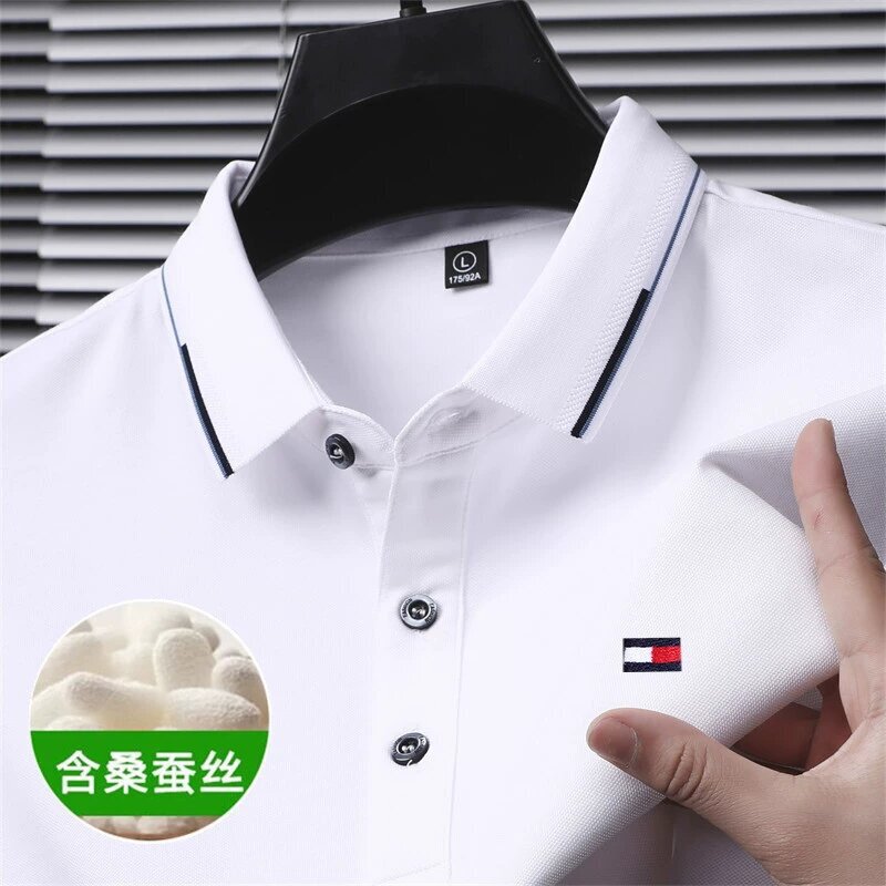 Authentic Tommy Short-Sleeve T-Shirt from the Us Store, Men's Summer Solid Color Top, Casual Polo Shirt for Young and Middle-Aged Men Authentic Tommy Short-Sleeve T-Shirt from the Us Store, Men's Summer Solid Color Top, Casual Polo Shirt for Young and Middle-Aged Men