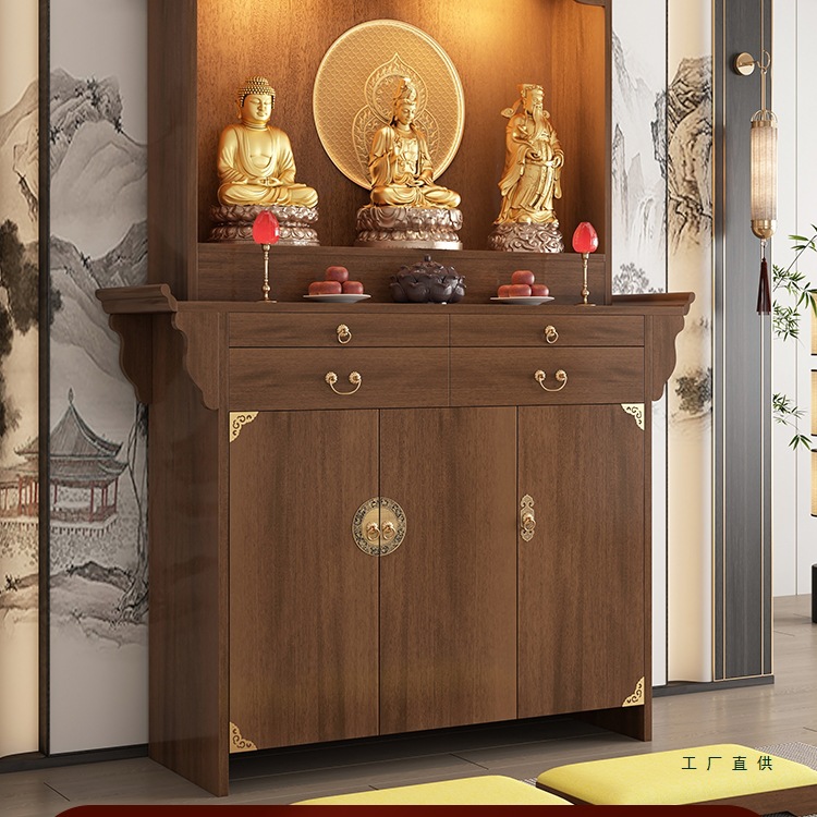 Solid Wood Buddhist Altar Cabinet, Household God of Wealth Incense Table, New Chinese Style Standing Cabinet, Buddhist Shrine, Bodhisattva Worship Table