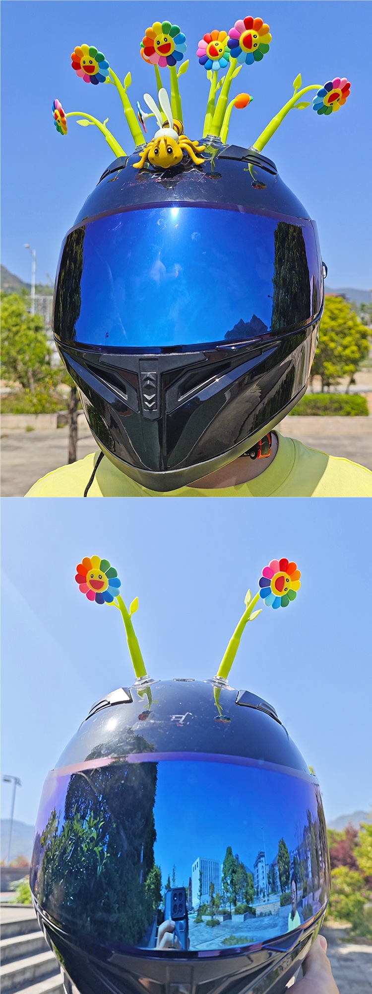 Helmet Suction Cup Swinging Sunflower Decoration Electric Vehicle Motorcycle Helmet Universal Funny Tiktok Glass Radish