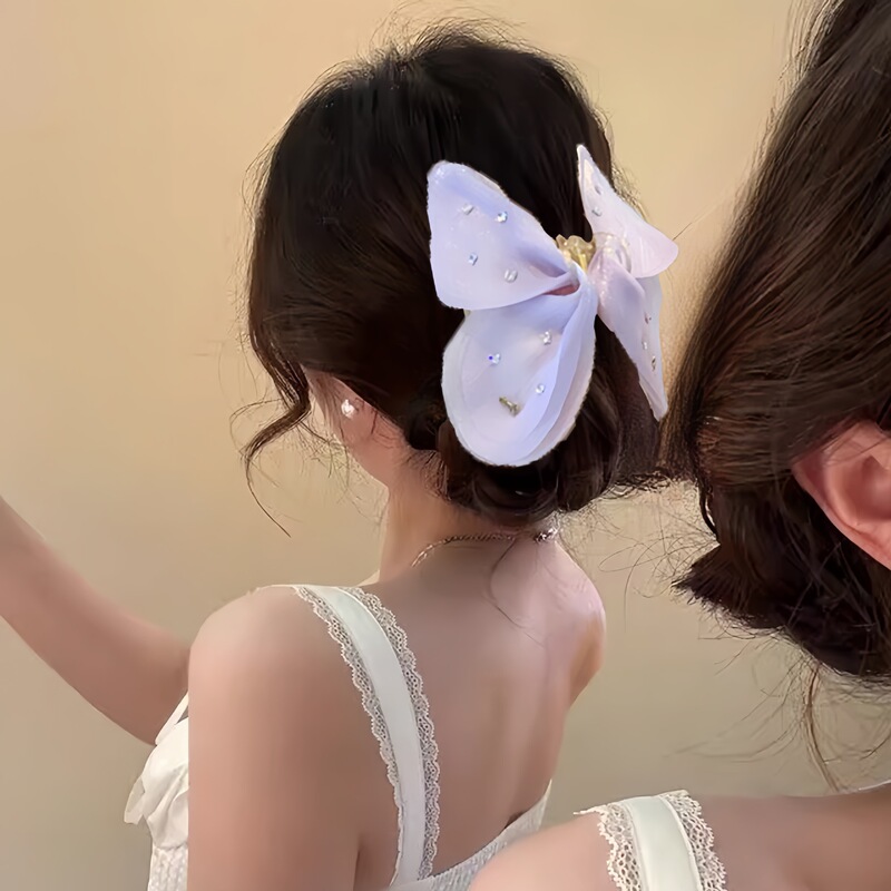法式新款珍珠三角鲨鱼夹小香风少女半扎马尾夹赫本风爆款抓夹头饰|undefined