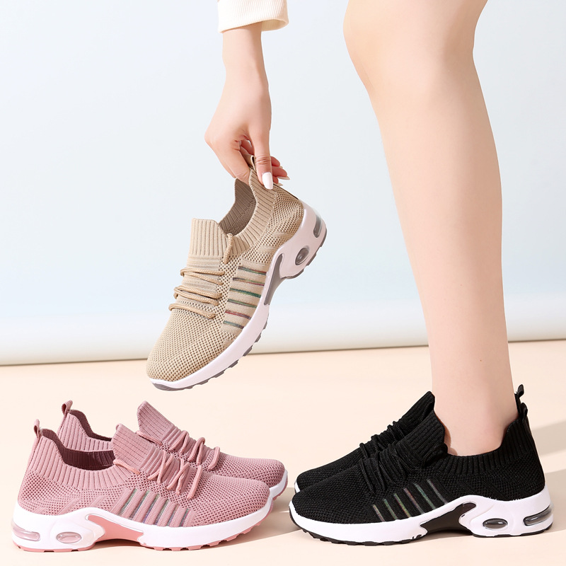Primavera y otoño nueva zapatilla de deporte casual de las mujeres Flying malla tejida zapatos para correr de moda del todo-fósforo de las mujeres Zapatillas Zapatos individuales
