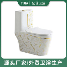 彩金连体马桶金色超漩虹吸坐便器泰国中东沙特toilet跨境卫浴套装