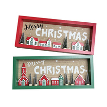 木质摆件立体中空相框美式乡村摆台圣诞节圣诞家居装饰木制工艺品