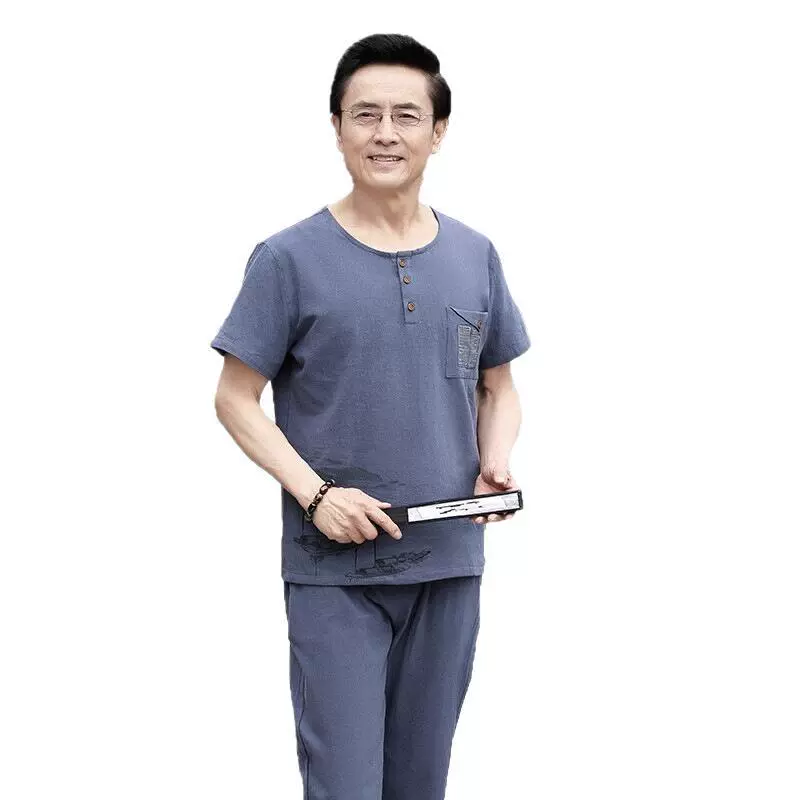 Красивый папа, новый летний спортивный костюм, мужская футболка среднего возраста с короткими рукавами и круглым вырезом, тонкая повседневная футболка, подарок на день отца