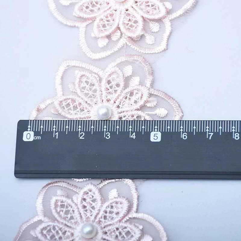 Ready supply 6cm double layer organza beaded lace lace diy wedding dress decoration cloth patch clothing accessories