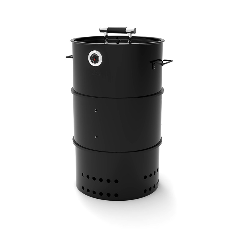 Transfronterizo multifuncional plegable portátil fumigante horno de cocción redondo barbacoa al aire libre desmontable barril de fumigante comercial