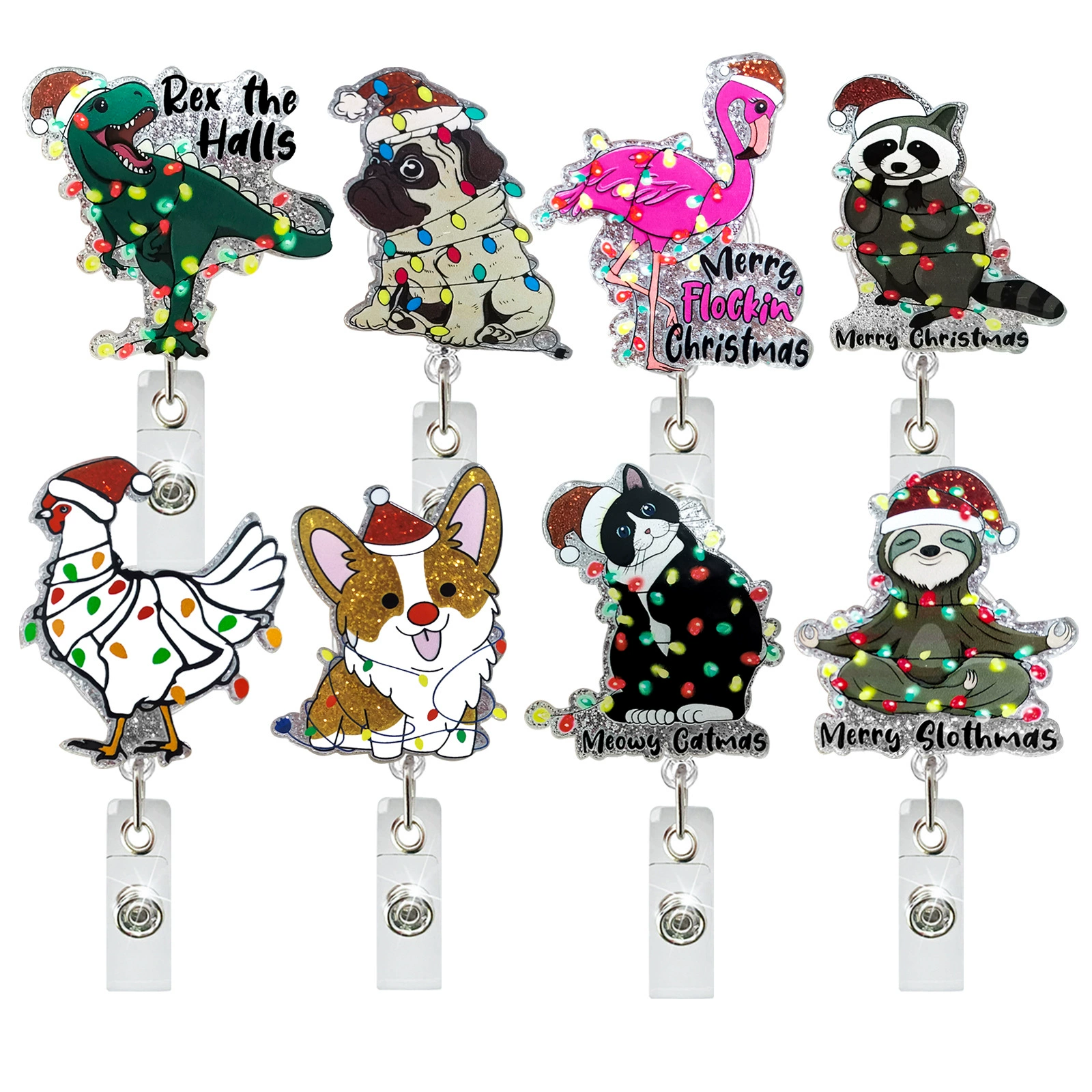 Christmas acrylic adjustable dinosaur, rotating badge, crocodile