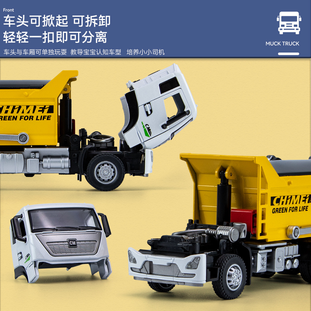 1:32 ingeniería de construcción Muck camión aleación coche modelo apellido sonido y luz Tire hacia atrás juguete los niños chenghai entrega al por mayor