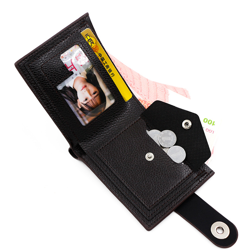 Moda casual en relieve de los hombres billetera corta hebilla magnética simple cartera delgada bolsa de plata monedero de los hombres