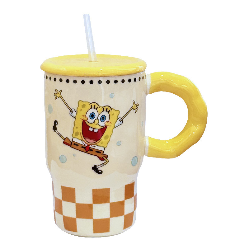 Bob Esponja Pai Daxing Taza de cerámica para niñas Taza de agua para parejas Regalo de cumpleaños de oficina de gran capacidad image 6