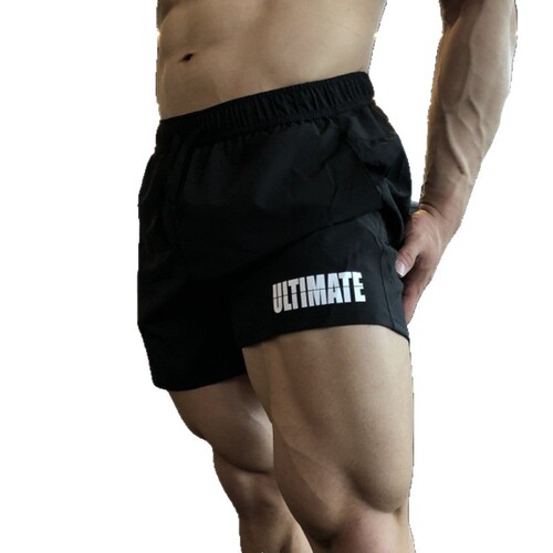 Sports and fitness shorts, men's three-quarters and five-quarters pants, quick-drying, breathable, elastic, muscular, iron dog, fashion brand squat large size