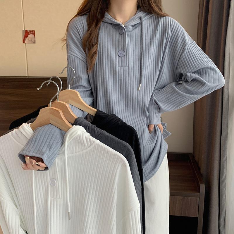 Hooded Long-Sleeve T-Shirt for Women, Autumn 2025 New Style, Loose Fit, Plus Size, Unique Design, Slimming, Student Sweatshirt