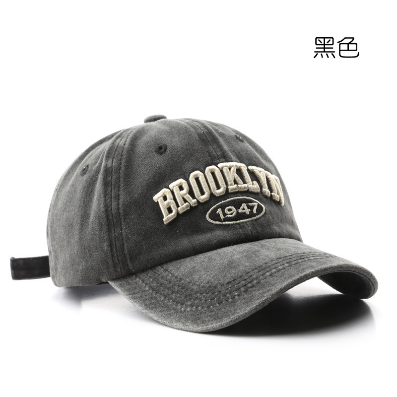 跨境BROOKLYN刺绣棒球帽绣花鸭舌帽水洗做旧遮阳帽弯檐帽宽檐帽|undefined