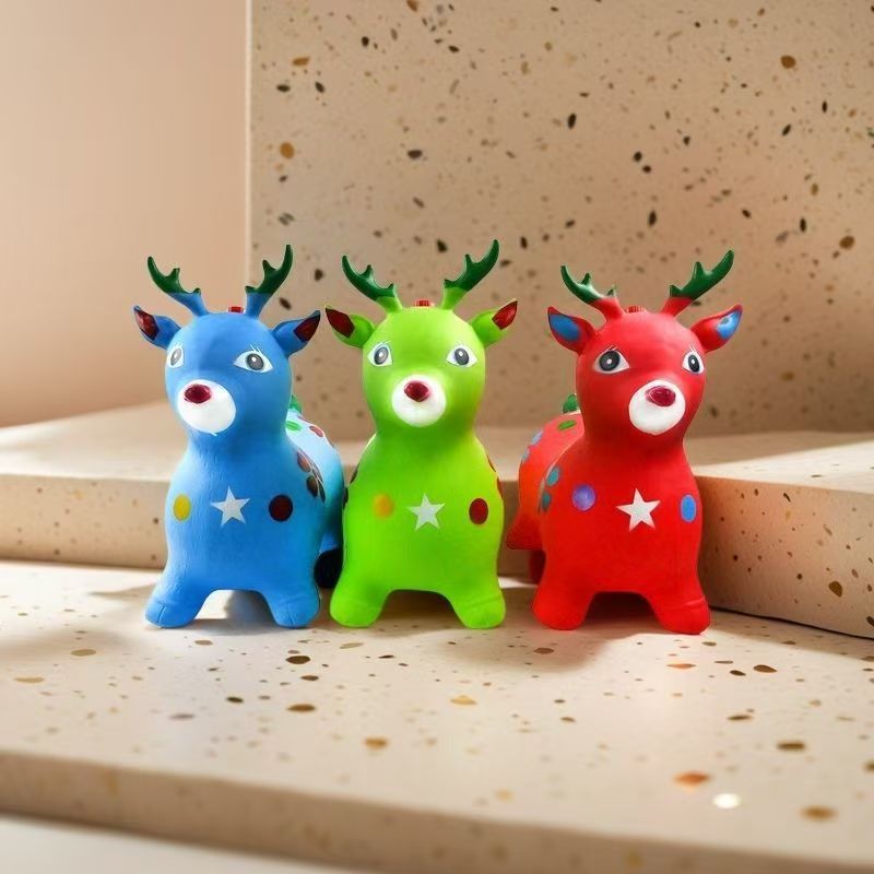 Jumping Horse Children's Inflatable Toy Enlarged and Thickened with Music Kindergarten Baby Riding Horse Jumping Deer Mount Wholesale