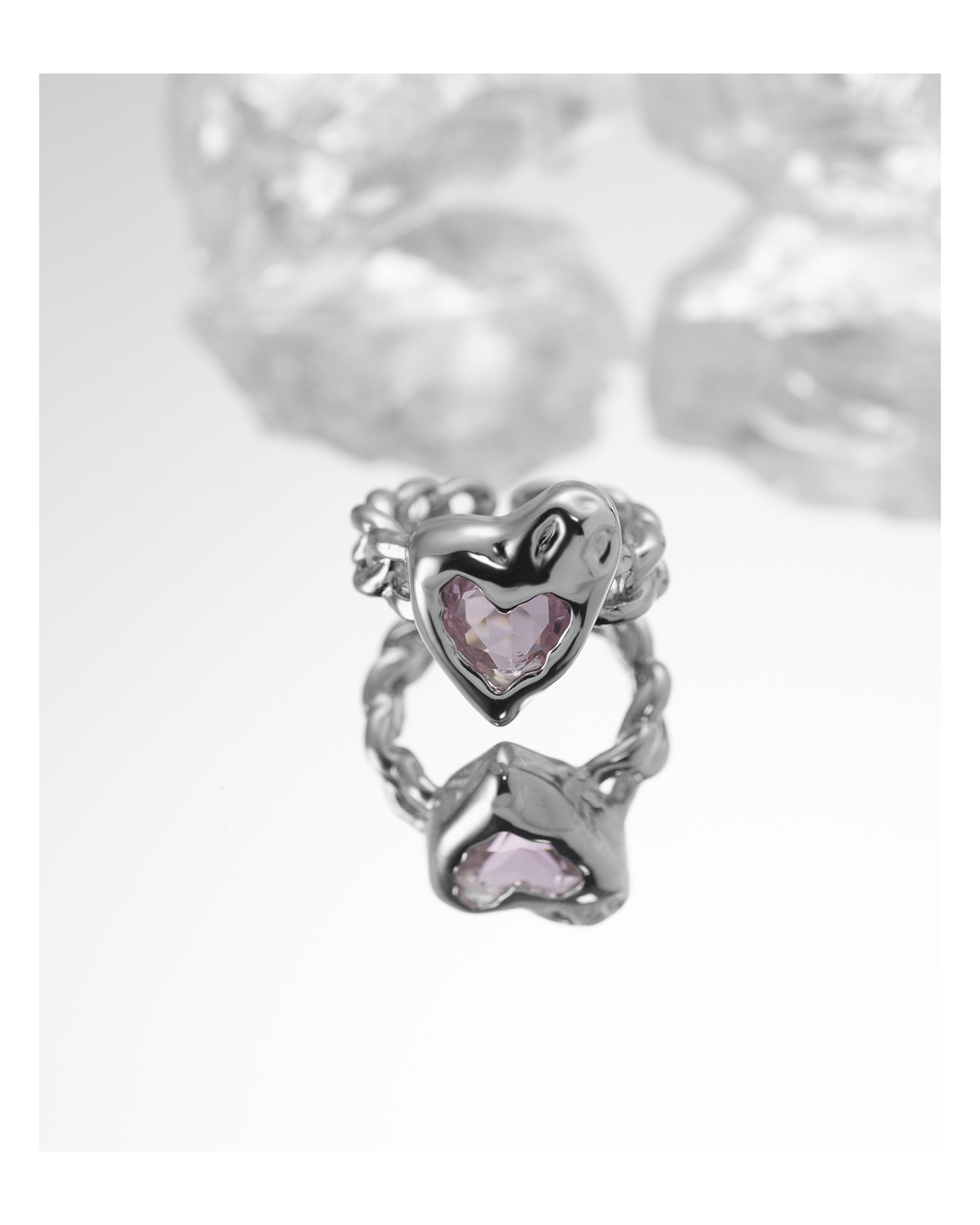 Fashion Heart Shape Copper Plating Zircon Open Ring