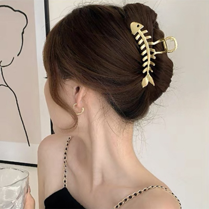 Fish Bone Simple Hair Clip Niche Stylish Women's Hair Large Size Goldfish Bone Peripheral Shark Clip Wholesale Root