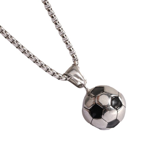 Euramerican Ins Sporty Personality 304 Stainless Steel Titanium Football Necklace for Men Creative World Cup Compatible Wholesale for Women