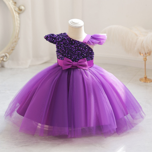 High-end girls' dress for runway shows—princess-style dress, 2024 new arrival, puffy tulle skirt for little girls, children's birthday and first-birthday dresses.