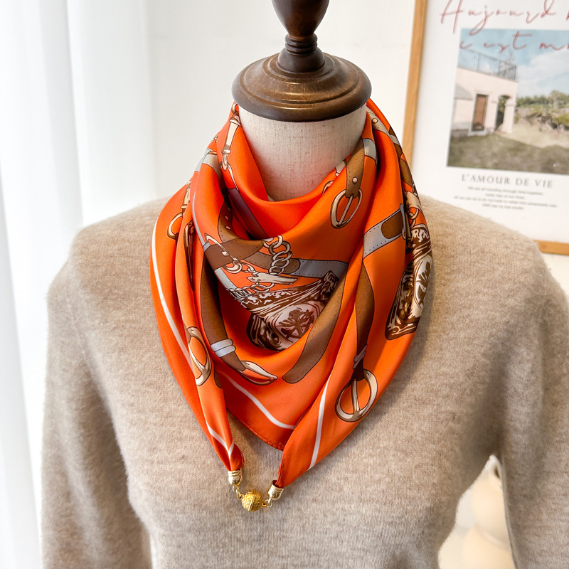 가죽 버클 안장 70 새틴 버클-오렌지