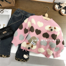女童爱心毛衣秋冬装新款儿童圆领上衣韩版女孩可爱针织衫洋气外贸