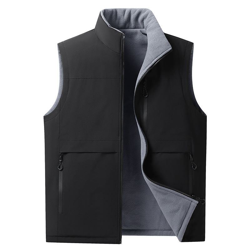 Autumn and winter lightweight down cotton double-sided vest for men, outdoor multi-pocket vest, cross-border same-style vest Autumn and winter lightweight down cotton double-sided vest for men, outdoor multi-pocket vest, cross-border same-style vest