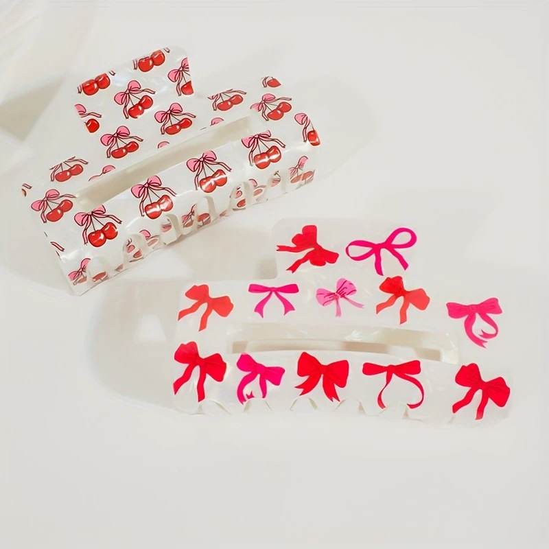 45g Weight Hair Claws Hair Accessories Type 1 Piece Quantity Daily, Street Occasion Acrylic Material Bow Knot Pattern All Seasons Season Women's Gender Sweet, Classic Style Style Sweet Classic Style Women's Bow Knot Acrylic Hair Claws 8