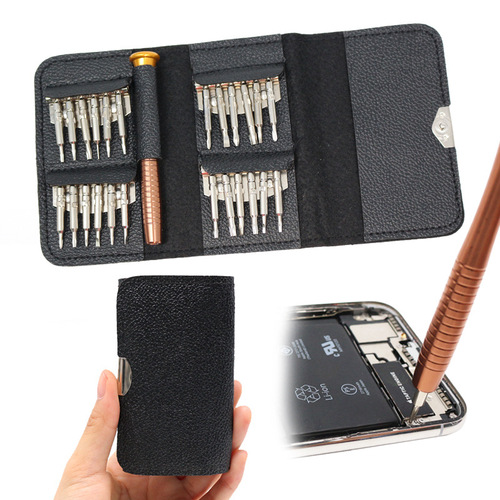 Amazon's best selling 25-in-1 manual screwdriver set leather bag portable bit combination mini screwdriver tool