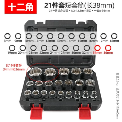 Including Star Screwdriver Bits, Mühərrik tənzimləmə alətləri - 21-piece-set-dodecagonal
