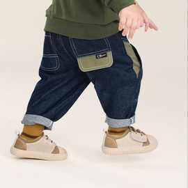 男童春秋款牛仔裤宝宝冬季加绒裤子儿童新款韩版潮流爆款超萌宽松