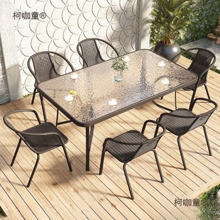 Outdoor Tables and Chairs Balcony Open-Air Table and Chair Set Small Garden Modern Iron Table and Chairs Small Coffee Table Outdoor Courtyard Metabo