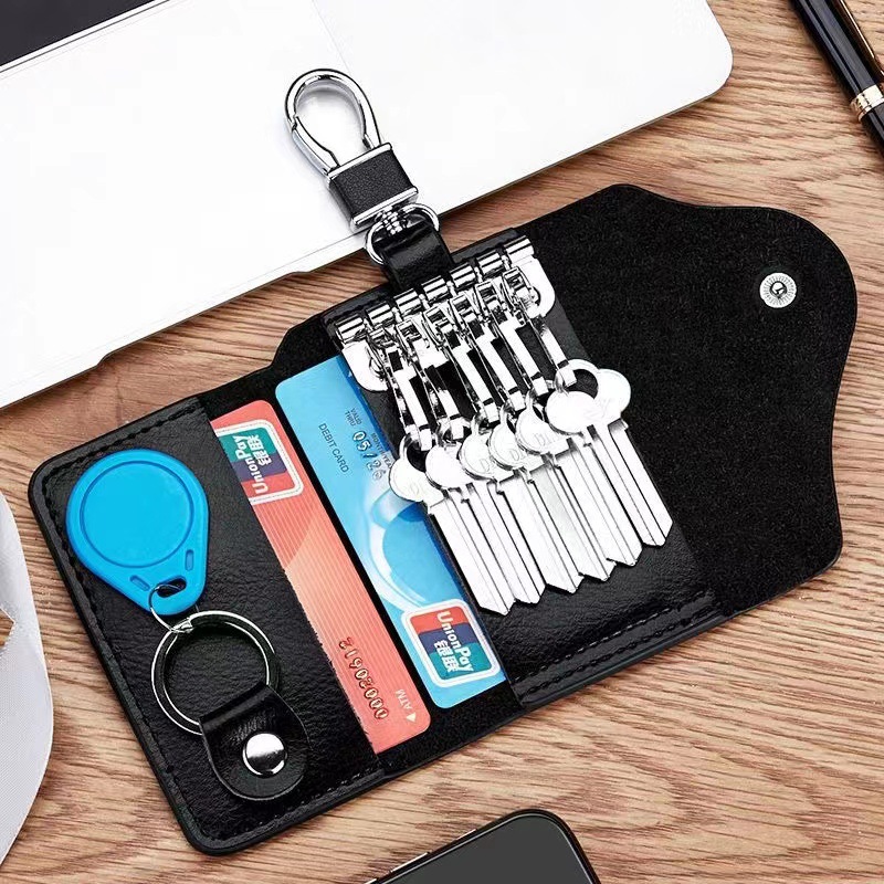 Estuche para llaves de cuero para hombres de alta gama Estuche para llaves de cintura multifuncional de gran capacidad Bolso para llaves universal de cuero para el hogar para mujeres