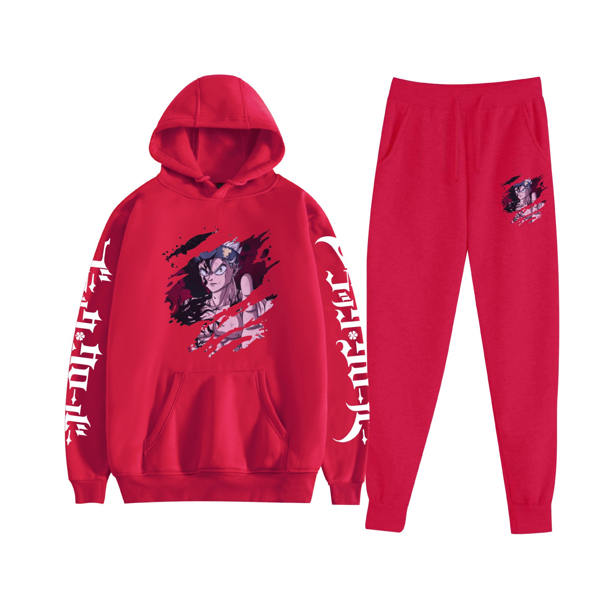 Comercio exterior nuevo estilo riman black trébol de cuatro hojas-Black Clover suéter con capucha corsés traje de dos piezas