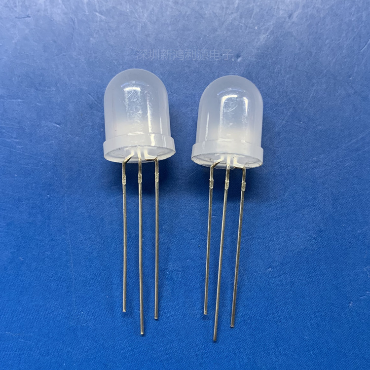 F10雾状红绿双色共阴 发光二极管 LED10MM红绿双色共阴 三脚双色