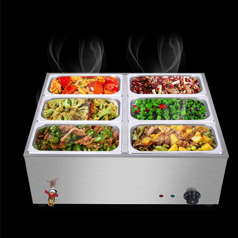 自助餐保温台商用台式不锈钢多格电加热汤池暖菜炉汁箱食堂售饭台