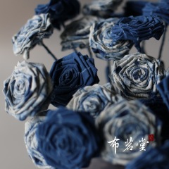 布茗堂藍染手作り布芸バラ手作り布芸生け花