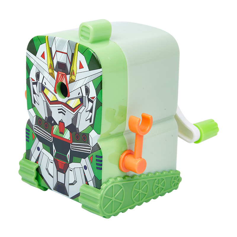 Gezhi feliz 7932 Mech Guerrero Sacapuntas de lápiz de dibujos animados doble lápiz de retención automática sacapuntas