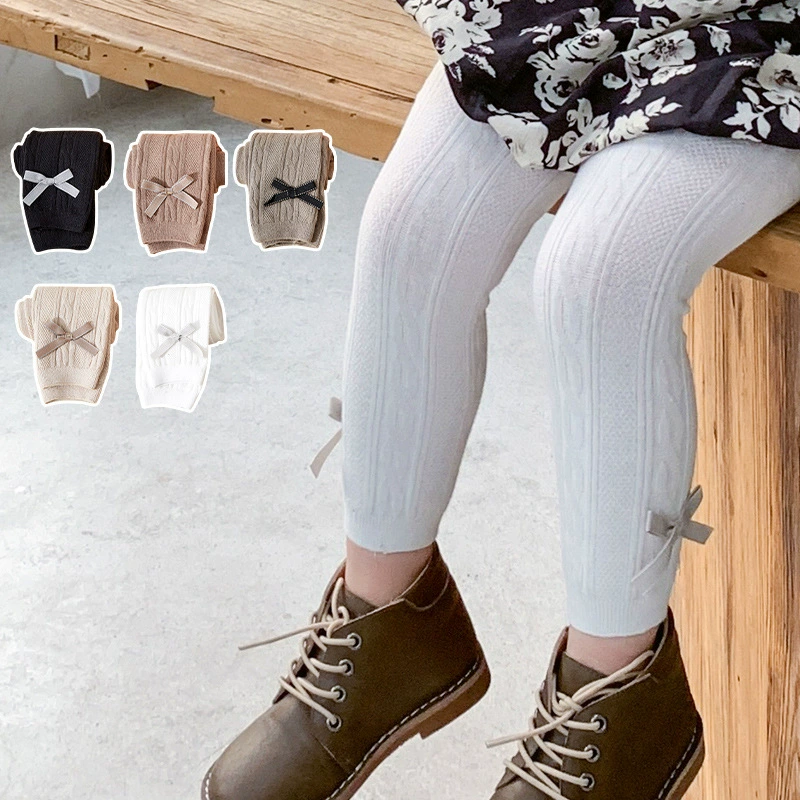 Leggings girl's, thin trousers, children's tights with bow