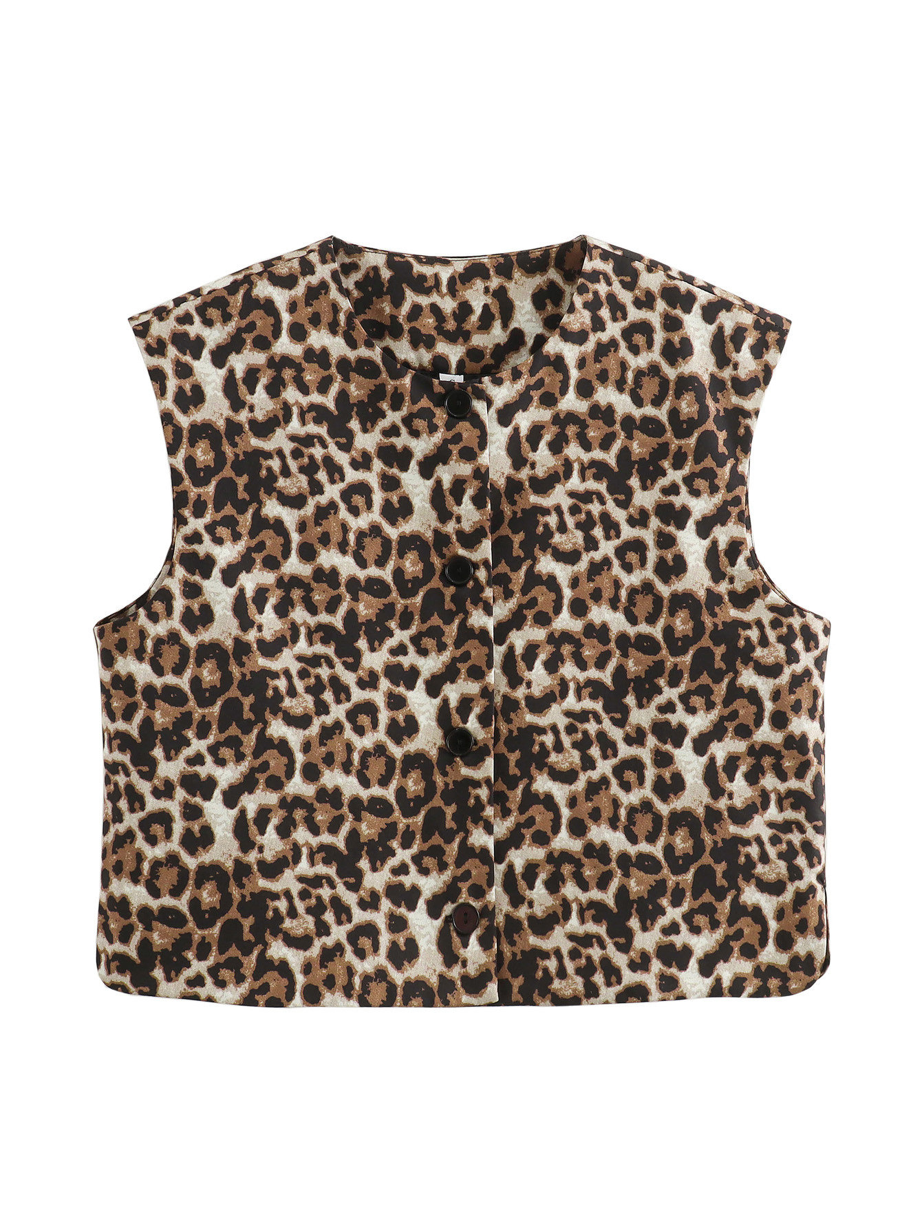 Cross-border Women's 2024 Autumn and Winter New European and American Fashion Casual Round Neck Single-breasted Vest Vest Jacket Women's Jacket