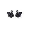 Swan, zirconium, earrings, universal silver needle, Korean style, internet celebrity, silver 925 sample