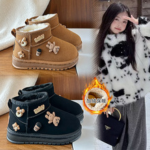儿童卡通玩偶雪地靴2025冬新款加绒加厚女童中大童防水男童棉靴