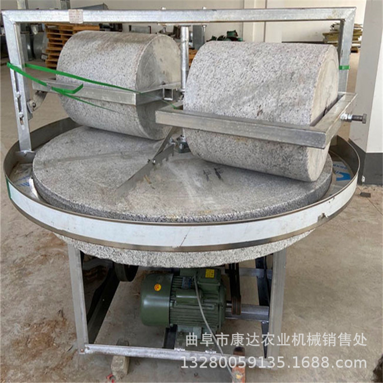双辊1.6米杂粮面粉石碾  电动小型小麦面粉石磨机  辣椒酱碾压机