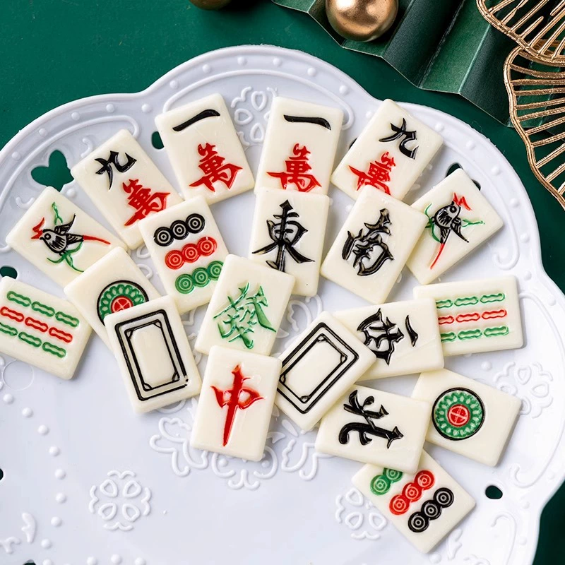 Тонкий 120 кусочков какао-масла шоколадный маджонг торт украшения съедобный маджонг красный в 13