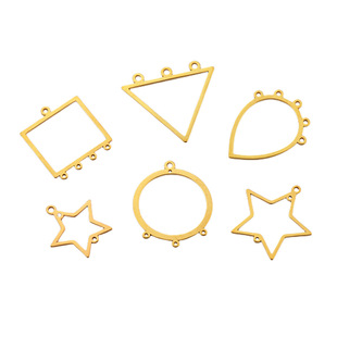 Cross-border wholesale stainless steel geometric earrings pendant connector porous five-pointed star water drop diy jewelry accessories
