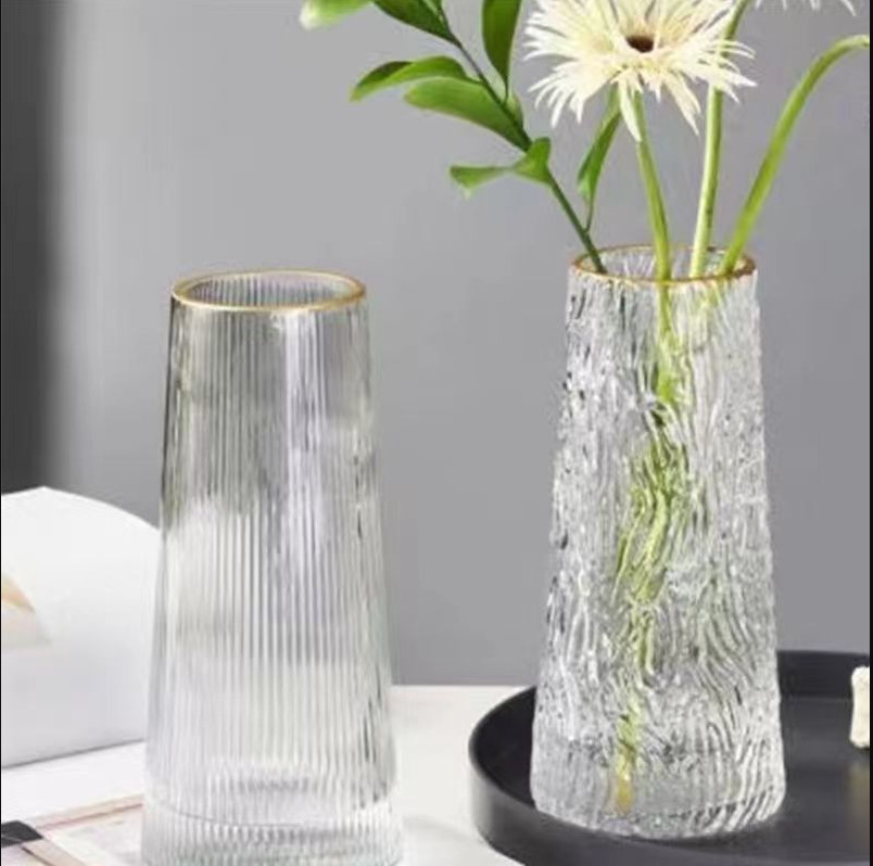 Vaso de vidrio transparente creativo de escritorio de agua rosa flor