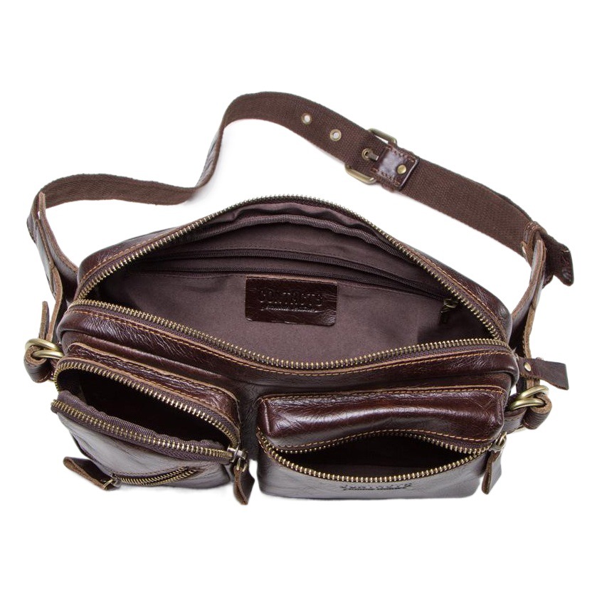 Black Angel Factory Supply Top Layer Cowhide Multifunctional Men's Waist Bag Genuine Leather Shoulder Crossbody Bag