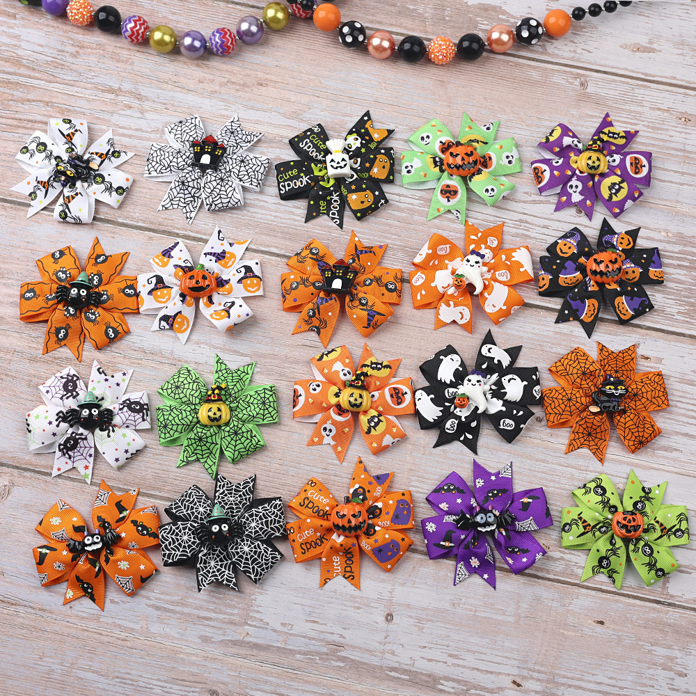 10g Weight Halloween Funny Halloween Pattern Rib Ribbon Party Hairpin