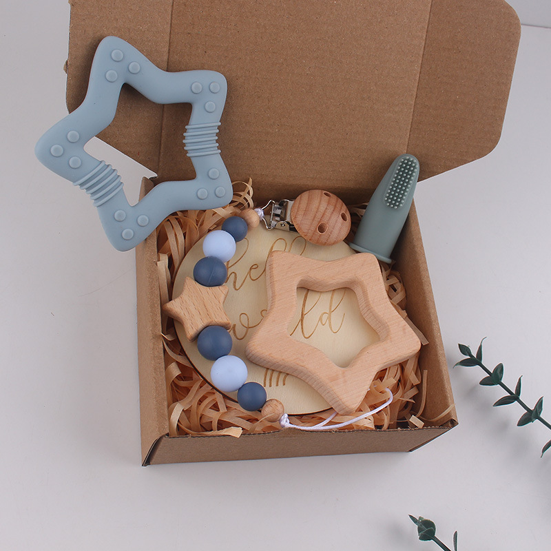 Transfronterizos bebés dentición calmante diente diente conjunto de caja de regalo de diente