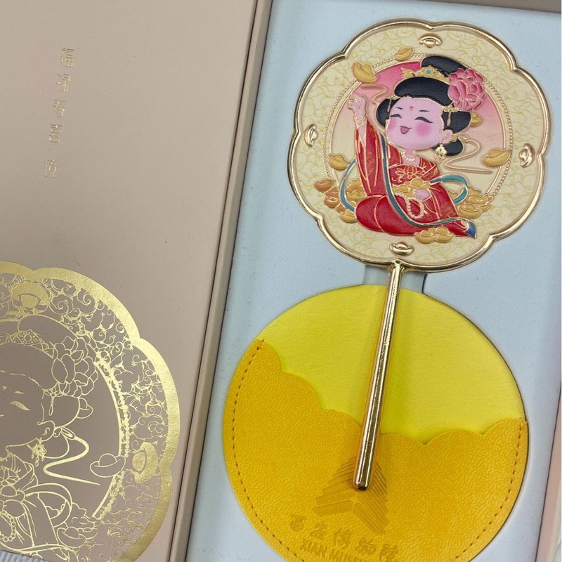 文創国風復古合金手持ち鏡旅行文創記念品携帯一体型化粧鏡包郵便卸売り|undefined