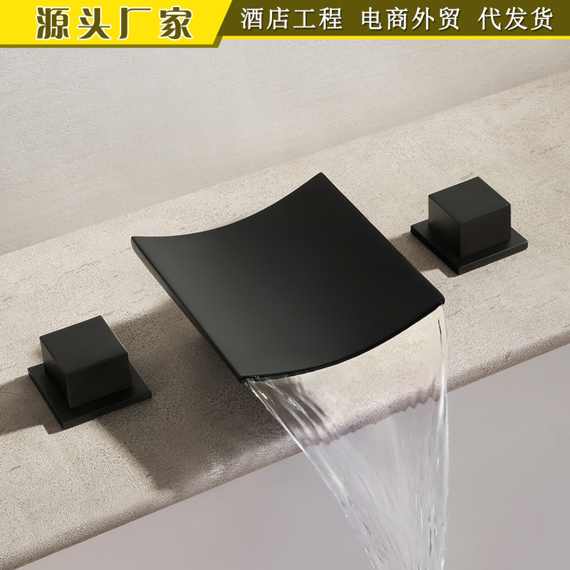 Cross-border simple waterfall basin faucet hot and cold split three-piece set home hotel bathtub side washbasin Basin