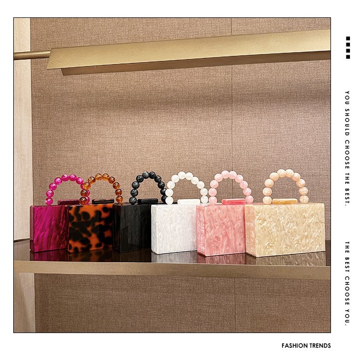 Nuevo acrílico transfronterizo bolsas de cena de mujer bolsas de mano de hombro de cadena bolsas de caja de piedra bolsas de cena